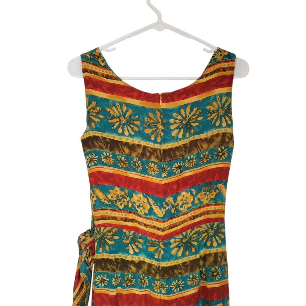 Vintage August Hale 100% Silk Printed Wrap Maxi Dress Size 12 Boho Resort - Picture 8 of 13